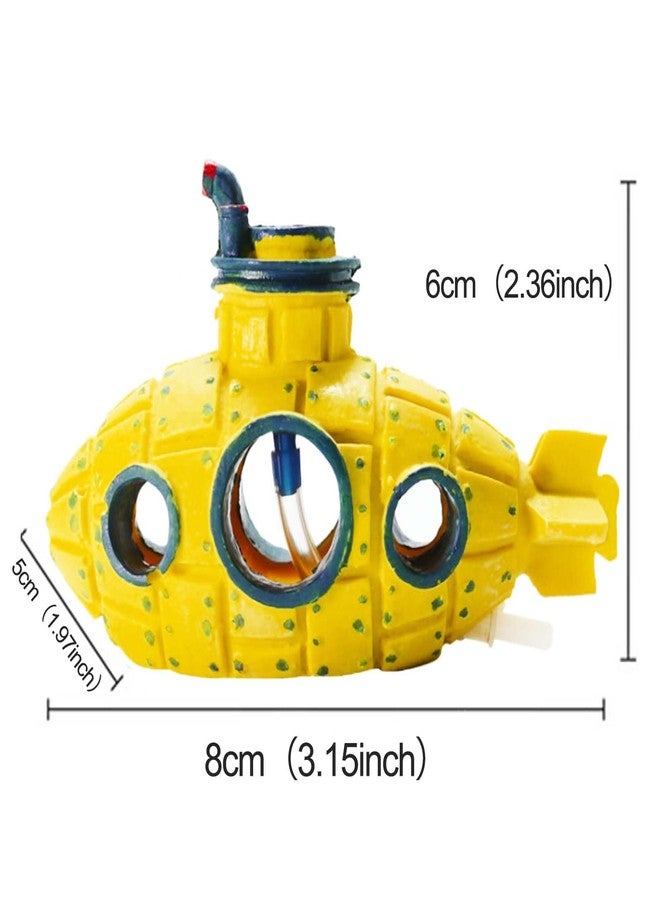 Moonorange Aquarium Air Bubbler Decoration Kit, Fish Tank Air Stone Set, Realistic Submarine Ornaments with Full Accessories. (Submarine Kit-Yellow) - Image 2